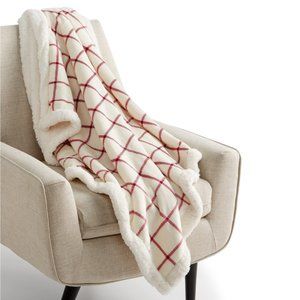NEW Reversible Sherpa Throw - Red Windowpane